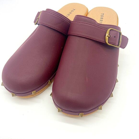 Torrid Burgundy Studded Mini Clog Women's Shoes Size 9 Wide Width - Picture 7 of 9